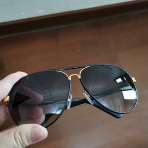 Leather Full Rim Pilot Sunglasses Grey Gradient for Men Summer Shades Sunnies UV protection Eyewear with Box