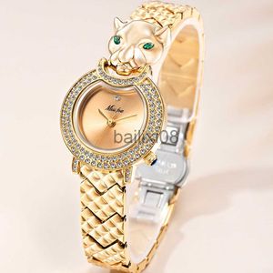 Altri orologi MISSFOX Leopard 3D Bling Diamond Quartz Women Watch Moda Casual Ladies Watch Quarzo femminile Orologio in oro Gioielli Orologio da donna J230728