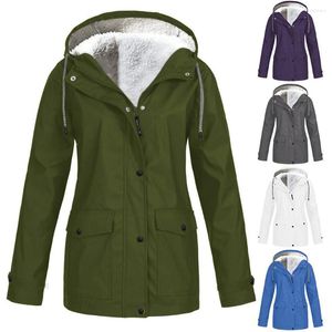 Trench da donna Fashion Ladies Warm Windbreaker Coat Pile antivento Autunno Inverno Donna Giacca con cappuccio Abbigliamento da escursionismo all'aperto Plus