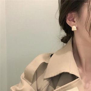 Hoop Earrings 925 Sterling Silver Earring Wire Drawing Trapezoid Exaggerate Thick Circle Dripping Oil Ball Stud Classic Female Ear Jew