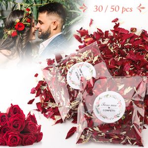 Banner bayrakları 20/30/50pcs doğal düğün konfeti kurutulmuş çiçek gül yaprakları konfeti doğum günü partisi dekor biyolojik olarak parçalanabilir gelin duş malzemeleri 230729