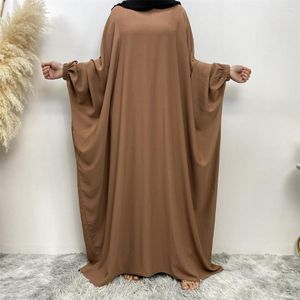 エスニック服ワンピースバットウィングアバヤイスラム教徒ヒジャーブの祈りのドレスジルバブプレーンルーズアバヤ