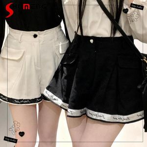 Women's Shorts Original Sweet Woman Loose High Waisted 2023 Summer Japan Style Cute Casual Solid Color Love Lace Feminino