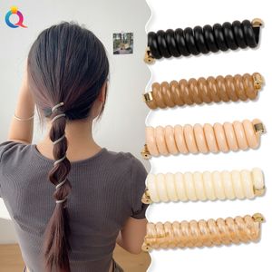 Korea Style Easy Bunded Hair Phone Wire Rep Braid Spiral Elastic Hair Band Spiral Cord Rubber Band Hair Tie Stretch Head Band Gum 2334