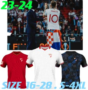 Sevilha 2023 2024 januzaj Sevillas camisas de futebol final L.OCAMPOS SUSO JONG Maillot GUDELJ K.REKIK TECATITO MUNIR RAFA 22 23 24 camisa de futebol menino joga em casa Fora 3RD