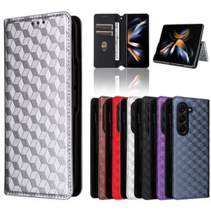 Solid Book Leather For Samsung Galaxy Z Fold 4 3 2 Fold5 Fold3 Case Wallet Credit Card Protection Cover