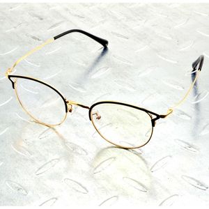 Armação de óculos liga de titânio redonda preta N dourada feminina oca dobradiça requintada almofadas de conforto armação de óculos ópticos armação de óculos x0731