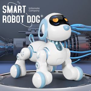 Электрические животные RC Frong RC Robot Electronic Dog Stunt Voice Command Touch Sense Music Song для мальчиков девочки Детские игрушки 6601 230731