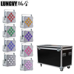 8PCSフライトケース9x18W RGBWA UV 6IN1バッテリー搭載ワイヤレスDMXステージLED PAR LIGHT UPLIGHT269V