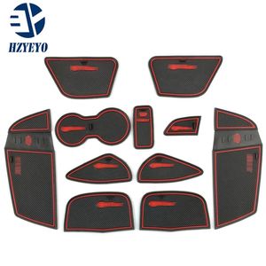 11 PCS Rot Blau Gummi Nicht-Slip Auto Innen Tür Pad Tasse Matte Tank Pad Auto Zubehör Für Ford für Focus 2012 D9009311y