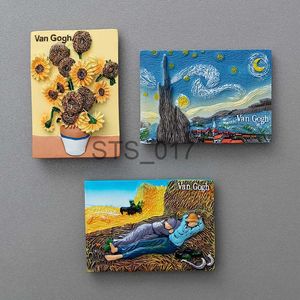 Fridge Magnets World famous painting Van Gogh painting Picture frame 3d fridge magnets starry sky sunflower siesta refrigerator stickers gifts x0731