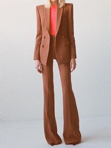 Women's Two Piece Pants Spot 2023 Fashion Double Breasted Slim Fit Suit Jacket Speaker Temperament Set Pieces