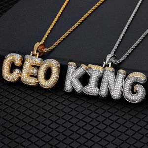 Men Custom Pendant Necklace Letters Inlaid Zircon Luxury Jewelry Designer Necklace Stainless Steel Plated Gold Length 24 Inch Twist Chain Necklaces for Women