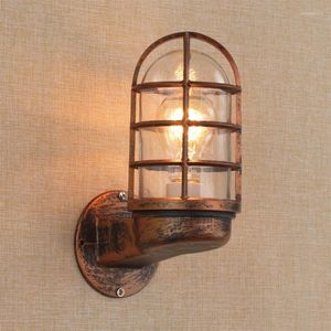 Duvar lambaları Kafes Endüstriyel Işıkları Açık Vintage Lamba LED E27 Vanity Kapalı Aydınlatma Başlık Yatak Odası GÜNCELLİK
