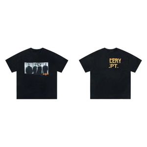 デザイナーTシャツ豪華なフレンチティーフィックコットン260GSMビンテージレトロウォッシュプリントメンズトップスストリートウェアルーズ特大デザインO9