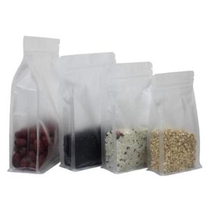 Sacchetti di imballaggio Smerigliato Stand Up Sacchetto di plastica opaca con cerniera Sacchetto a fondo piatto traslucido Prova di odore Caffè Snack Biscotto Riutilizzabile Packagin Otyzk