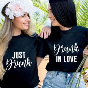 Men's T Shirts Drunk In Love T-Shirt Just Letter Print Tops Girls Trip Tshirt Single Farewell Bachelorette Party Tees Bridal