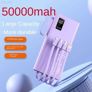 Cell Phone Power Banks 50000mAh Power Bank Portable Charger Built in Cables Fast Charging Power Bank Battery Pack for iPhones Huawei Samsung Tablets L230731