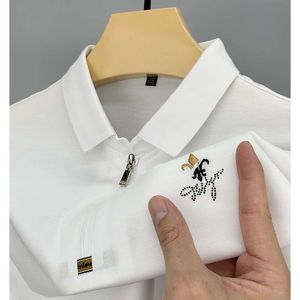 Polo da uomo DYXUE Highend Summer Polo da lavoro con risvolto ricamato Tinta unita Zipper Craft Maglietta casual a maniche corte M4XL 230731