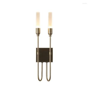 Wall Lamp Modern Straight Pole Bracket Lamps Living Room Luxury American El Dining Bedroom Double Head Sconces Lights