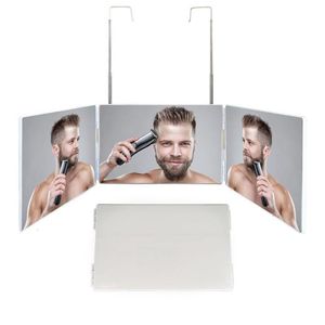 Wall Stickers 3 Way Mirror Trifold for Home Self Hair Cutting and Styling DIY Haircut Tool Rear View with Adjustable Height 230731