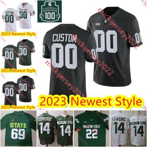 Jayden Reed Jalen Berger MSU Football Jersey Payton Thorne Keon Coleman Katin Houser Noah Kim Andrew Schorfhaar 2023 Męskie koszulki młodzieżowe