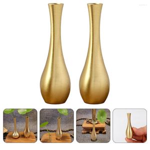 Vases 2 Pcs Mini Vase Flower Ware Desktop Home Metal Pot Decoration Copper Strawberry Planter Delicate Small Ornament