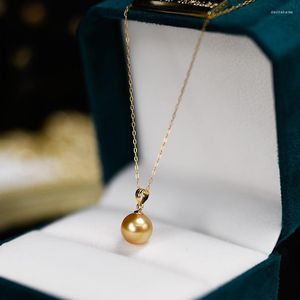 Chains Lefei Fashion Trendy Luxury Round 18K Gold 9-13mm Seawater Southsea Pearl Necklace For Women Party Wedding Elegant Charm Jewelry