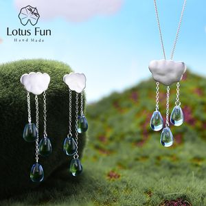 Wedding Jewelry Sets Lotus Fun Real 925 Sterling Silver Handmade Fine Ethnic Cloud Long Tassel Set with Drop Earring Pendant Necklace 230729