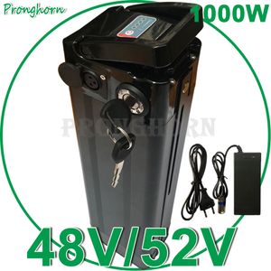 250W till 1000W 48V Silver Fish Ebike Battery 52V 48V 15AH 18AH 20AH SEAT TUBE Li-ion Batteri för fällbara fettcyklar Accu Akku