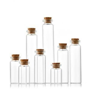 Durchm. 22-mm-Glasflasche mit Korkstopfen, 6 ml, 8 ml, 10 ml, 12 ml, 17 ml, 20 ml, 30 ml, transparentes Mini-Wunschfläschchen-Reagenzglas