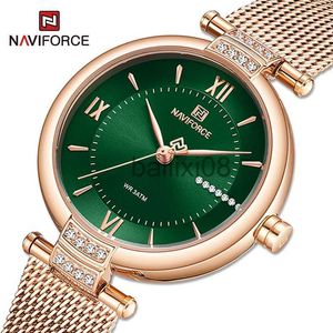 Other Watches NAVIFORCE Luxury Brand Diamond Watches For Women Fashion Roman Scale Lady Quartz Wristwatch Waterproof Steel Band Girl Brelet J230728