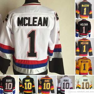 1980 Movie Vintage Hockey 1 Kirk Mclean Jerseys CCM Embroidery 10 Pavel Bure Jersey Black Yellow White