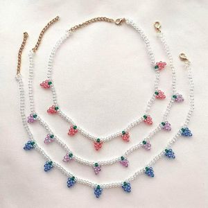 Choker dvacaman boho przezroczyste akrylowe koraliki naszyjnik kolorowy winogron z koralikami letni ręcznie robiony biżuteria impreza