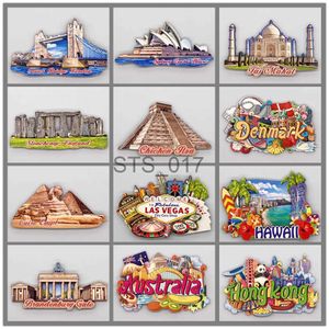 Fridge Magnets USA England Germany Etc. Famous Place Wood Magnet Tourist Souvenirs Refrigerator Magnetic Stickers Decoration Articles Travel x0731