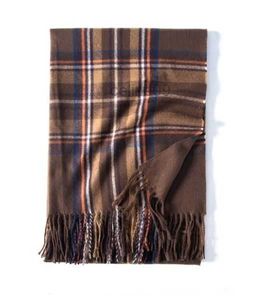 10st Winter Woman Wool Spinning Scarf Ladies Double-Faced Multicolored Gingham Checks Kerchief Man 70x180cm Scarves Female Shawled Warm Fringe Neckkd7u