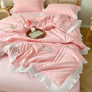 Set di biancheria da letto in pizzo chiffon stile coreano Confortevole trapunta estiva Soft Skinfriendly Princess Aria condizionata Imposta coperta sottile lavabile 230731