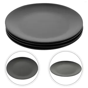 Dinnerware Sets 4 Pcs Ceramic Jewelry Tray Black Melamine Plate Dish Dinner Pizza Lunch Flat Bottom Serving Party