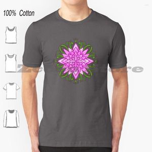 メンズTシャツフローラルパターンシャツ綿快適な高品質の花パターン葉ピンクのノベルティロータスピンストライプネオングリーン