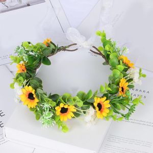 Dekorative Blumen Blume Haarschmuck Stirnbänder für Frauen Mädchen Po Kopfschmuck Requisiten künstliche Blumenkrone Fee Braut Hochzeit