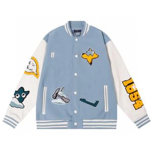 Baseball Uniform Desinger kläder män jumper jacka europeisk amerikansk personlighet retro robot mobiliseringshandduk broderi hög vikt brev mönster mens kappa