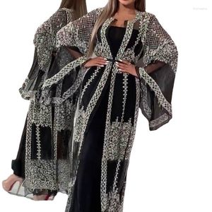 Roupas étnicas Sexy Festa Noturna Noite Vestido Longo Feminino Preto Grande Balanço Banquete Dança de Casamento Baile de Formatura Império Bronzeamento Vestidos Elegantes