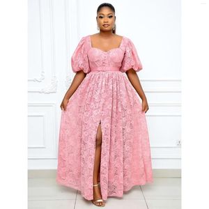 Plus Size Dresses Party High-waisted Temperament Lady Pink Dress Fashion Princess Solid Elegant Woman NO BELT