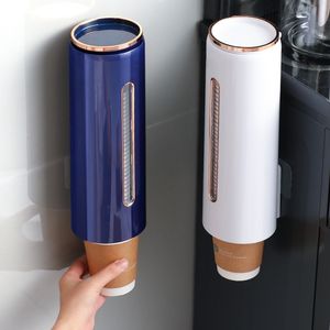 Tumblers Cup Dispenser Holder Wall Mounted Automatic Disposable Storage Rack Organizer Water 230729