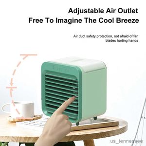 Elektriska fläktar Desktop Air Cooler Water Mist Small Fan USB Raddbar Portable Fan Home Office Mini Electric Fan Cooling Air R230803