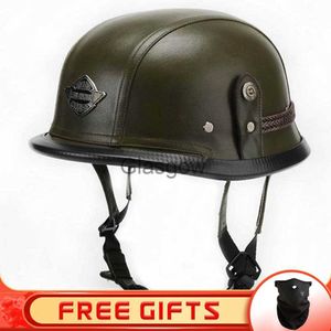 Motorcycle Helmets DOT Approved German WWII Vintage PU Leather Motorcycle Half Face Helmet Men Women Chopper Scooter Riding Jet Capacetes Para Moto x0731