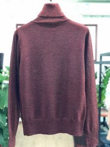 Novo suéter t-otemea gola alta estilo lã por baixo marrom escuro manga comprida por baixo