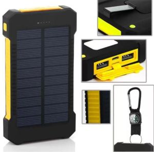 20000mah solar power bank Charger with LED flashlight Compass Camping lamp Double head Battery panel waterproof outdoor charging Cell LL