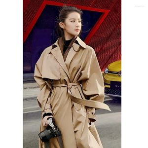Women's Trench Coats Hong Kong Liu Yifei Star Same Style Windbreaker Medium Length Spring And Autumn Loose British Knee Overalls