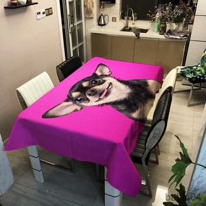 Toalha de mesa com estampa de cachorro de estimação, isolamento térmico e à prova de óleo, tapete de mesa para sala de estar, capa de mesa para restaurante, decoração de casamento R230731